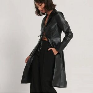 Na-kd PU Back Detail Vegan Leather Long Shirt NWT